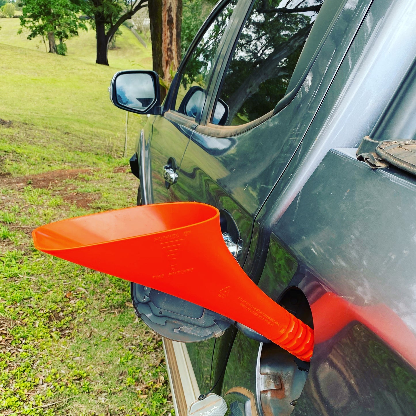 Safety Orange Scrunnel Funnel $39.95+ Postage . All Fuel Funnels are the same, fit the same, work the same, just different colours.