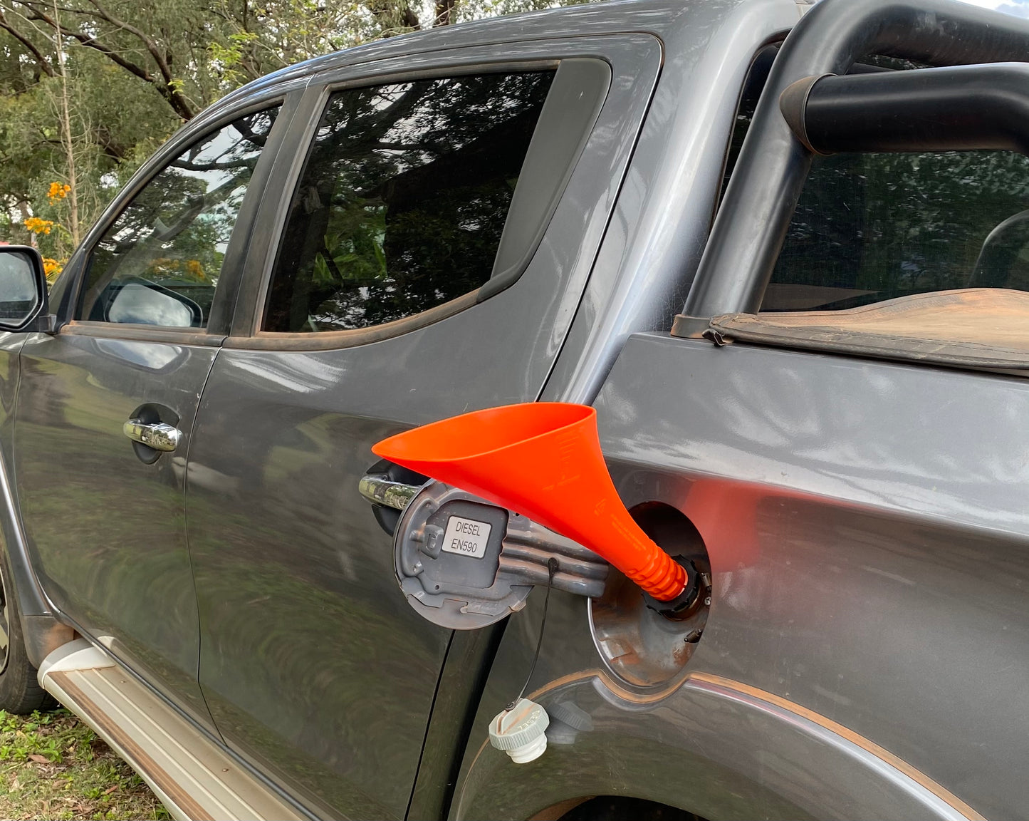 Safety Orange Scrunnel Funnel $39.95+ Postage . All Fuel Funnels are the same, fit the same, work the same, just different colours.