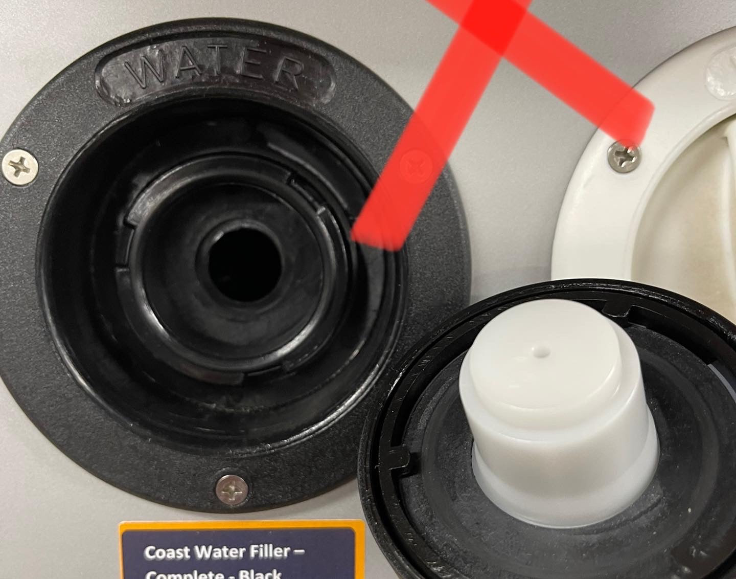 Aqua Caravan Water Scrunnel Funnel (Hume Screw in Water Fitting ) NOT ALL CARAVANS WATER FILLERS ARE THE SAME. PLEASE CHECK YOU HAVE A THREADED HUME OR ALKO STYLE FITTING. $39.95+ Postage