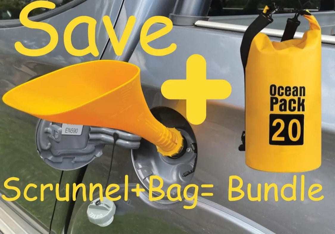 Diesel Yellow Scrunnel Funnel+ 20Litre PVC Air Tight Bag Combo.